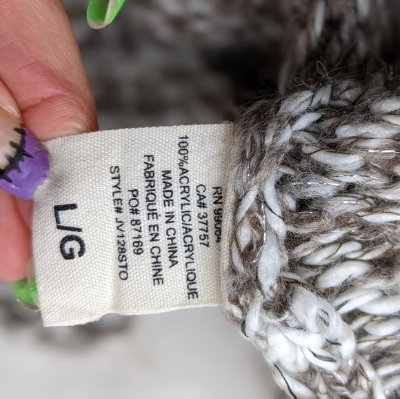 Billabong EUC cardigan sweater Designer's Closet large metallic gold brown white - Picture 14 of 16